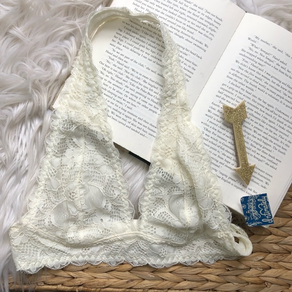 Free People Other - FREE PEOPLE Intimately Halter Lace Bra XS Ivory